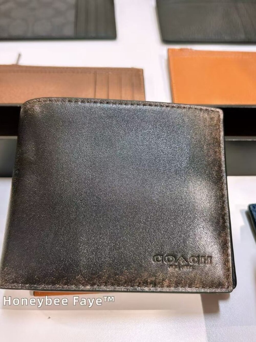 NWT Coach MEN's 3-In-1 3-In-1 Wallet In Loved Leather CEU74 Black Brown
